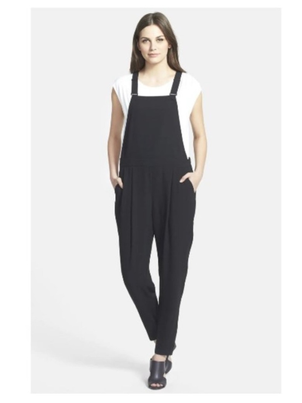 The Fisher Project Eileen Fisher 100% Silk Utility Jumpsuit Black Overalls NWT